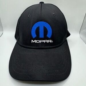 Mopar Mens Baseball Hat Black Blue Logo Adjustable Cap Chrysler Dodge Jeep Ram